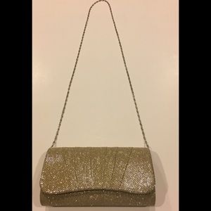 Gold Sparkling clutch purse with chain strap